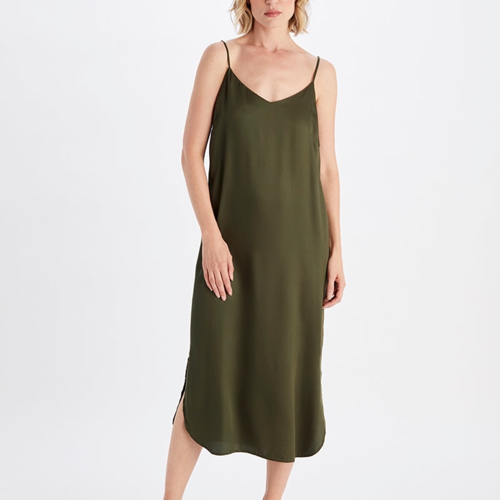 Neu Nomads Easy Slip Dress . XS Olive Night